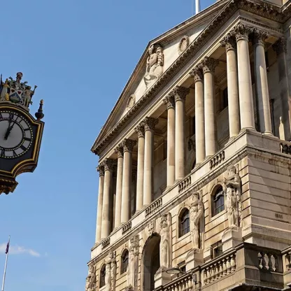 Image of Bank of England against a backdrop of clear blue sky